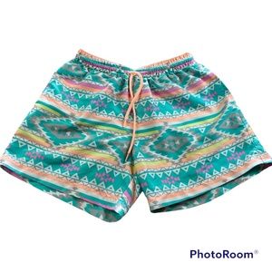 Chubbies Mens L Swim Trunks Shorts En Fuegos 5.5" Inseam Mint Green Orange Aztec